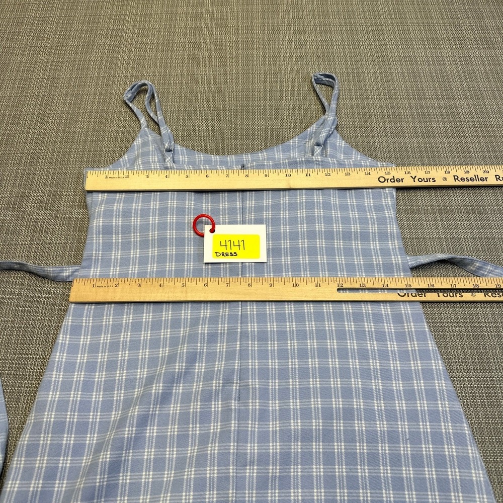 Brandy Melville Colleen Blue Gingham Mini Dress XS Blue White Babydoll Plaid - Picture 9 of 12